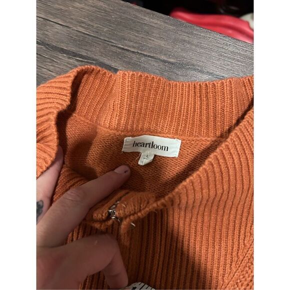 Heartloom Ollie 1/4 Zip Pull Over Sweater Terracota Rust Orange Large Chunky - Picture 10 of 11